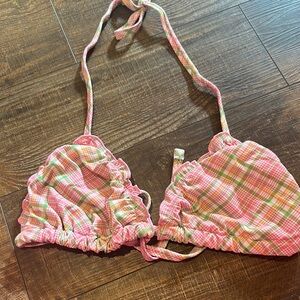 Strawberry Plaid Reign Bikini top PINK by Frankie’s bikinis
